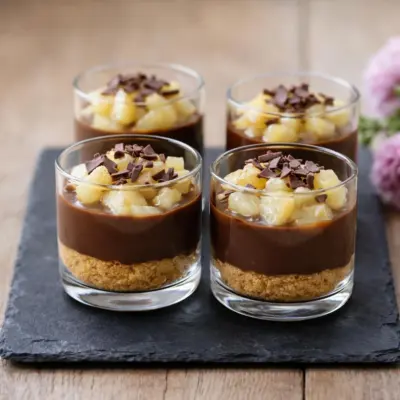 Verrines chocolat Danette poires : dessert facile