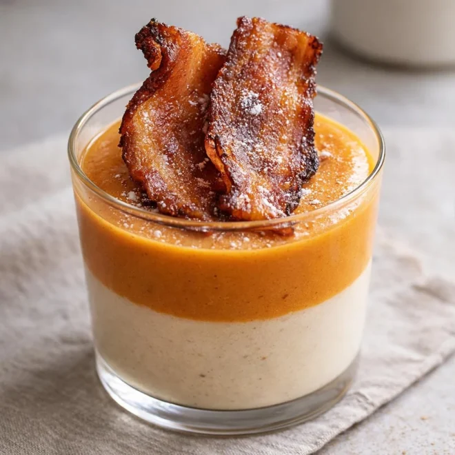 Verrines mousse de patate douce et bacon croustillant