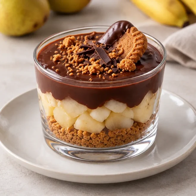 Verrines poires bananes chocolat, recette facile