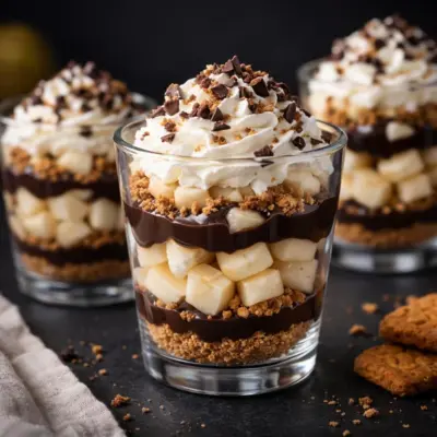 Verrines poires bananes chocolat spéculoos
