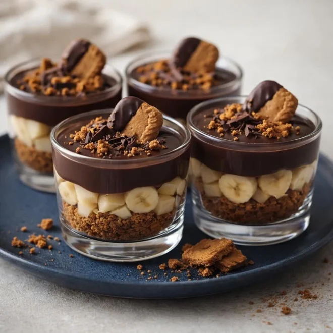 Verrines poires bananes chocolat spéculoos (ganache)
