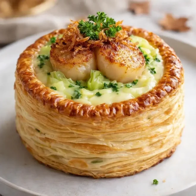 Vol-au-vent aux Saint-Jacques : poireaux & citron