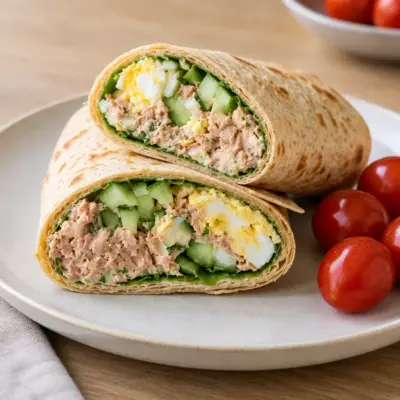 Wrap au thon, œuf et concombre facile