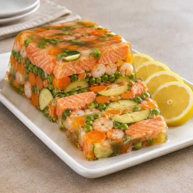 Aspic de saumon et crevettes facile
