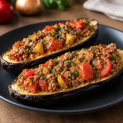 Aubergines farcies recette facile au four