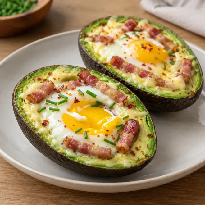Avocat cocotte recette facile au bacon