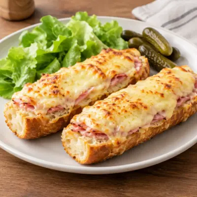 Baguettes gratinées : recette jambon fromage