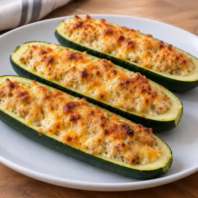 Barquettes de courgettes farcies faciles et gratinées