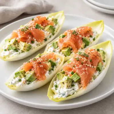 Barquettes d’endives au saumon et avocat faciles