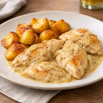Blancs de poulet à la crème et moutarde