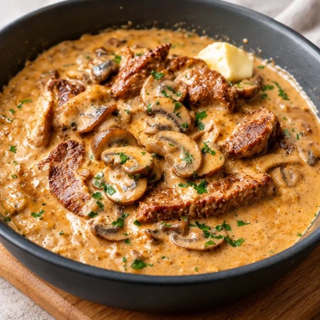 Bœuf aux champignons recette crémeuse facile