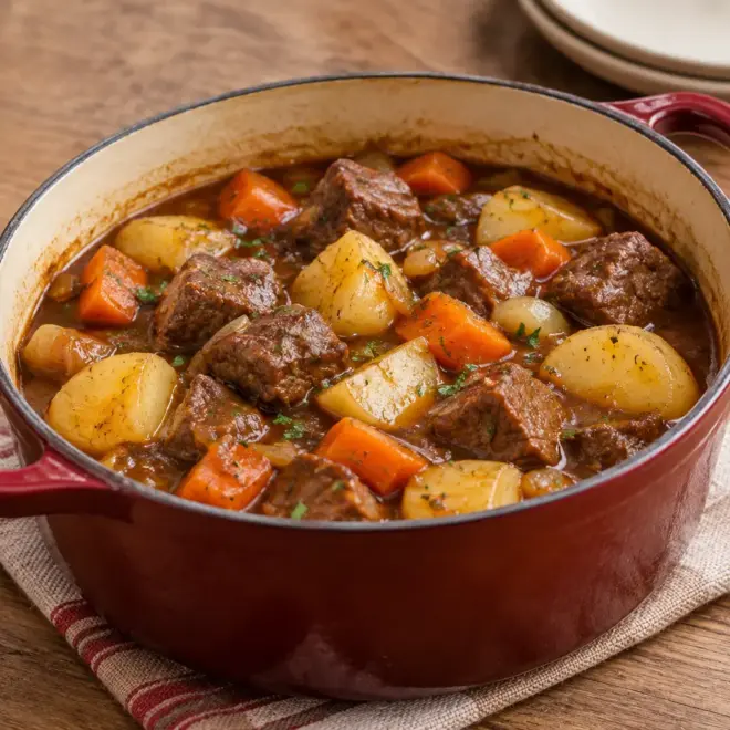 Bœuf aux pommes de terre : ragoût facile en cocotte