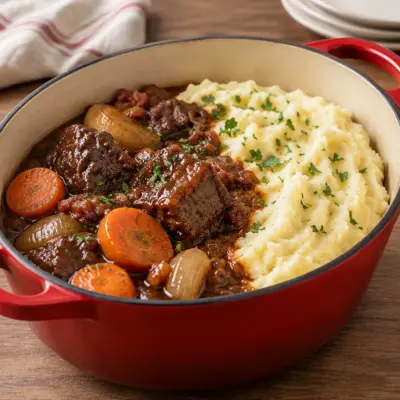 Bœuf bourguignon recette avec purée crémeuse