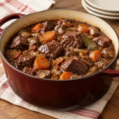 Bœuf bourguignon facile et fondant en cocotte