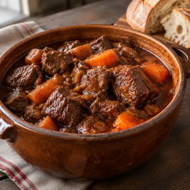 Bœuf bourguignon recette fondante au vin rouge