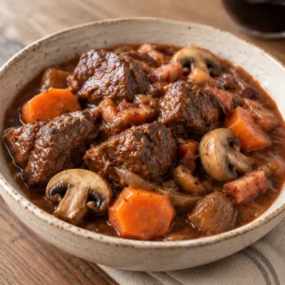Bœuf bourguignon recette fondante en cocotte