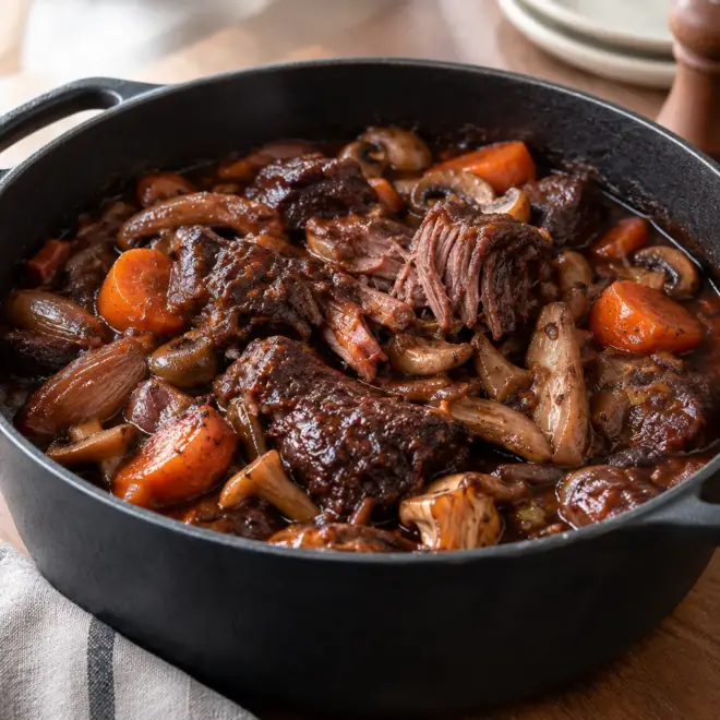 Bœuf bourguignon recette fondante en cocotte