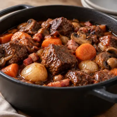 Bœuf bourguignon recette traditionnelle et fondante