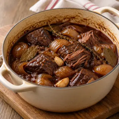 Bœuf braisé recette fondante aux oignons