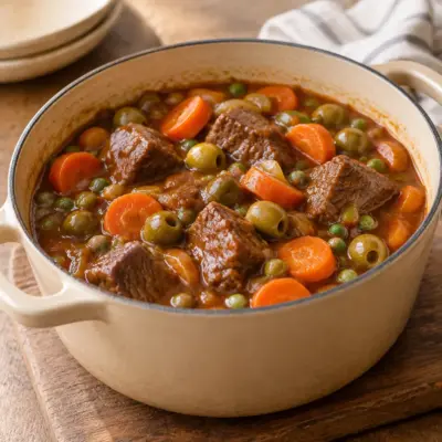 Bœuf en sauce recette aux carottes et petits pois