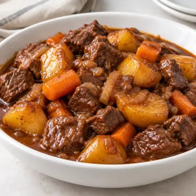 Recette bœuf mijoté, sauce brune et légumes tendres