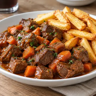 Bœuf mijoté avec frites, recette fondante