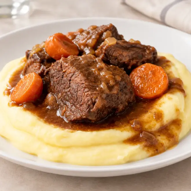 Bœuf mijoté recette familiale avec purée