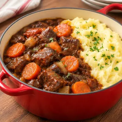 Bœuf mijoté recette avec purée crémeuse