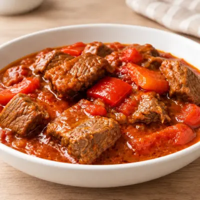Bœuf mijoté recette à la tomate et aux poivrons