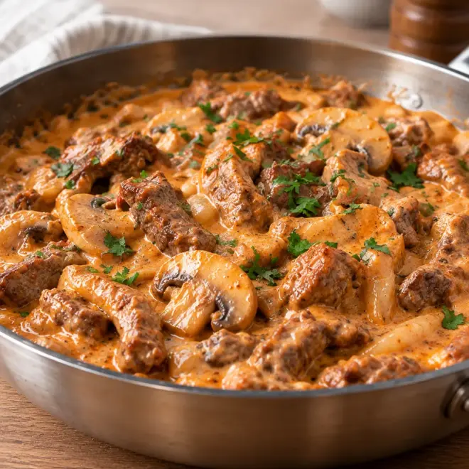 Bœuf Stroganoff recette crémeuse en 40 minutes