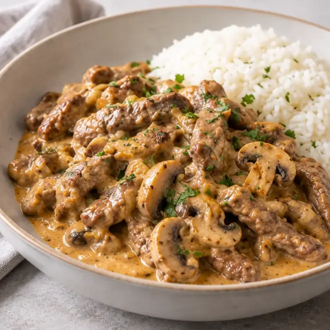 Bœuf Stroganov facile, crémeux et rapide
