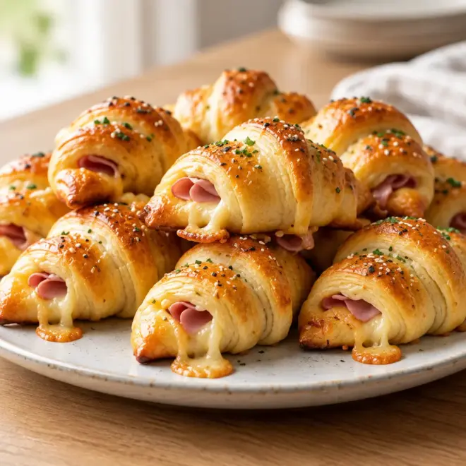 Bouchées croissant jambon fromage faciles et dorées