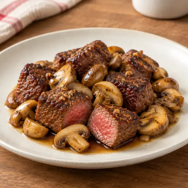 Bouchées de steak cajun faciles aux champignons