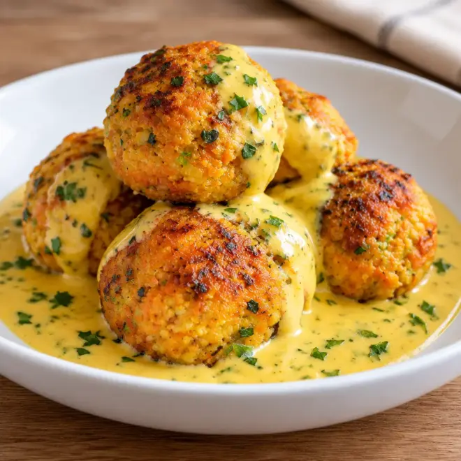 Boulettes carottes pois chiches, sauce coco curry