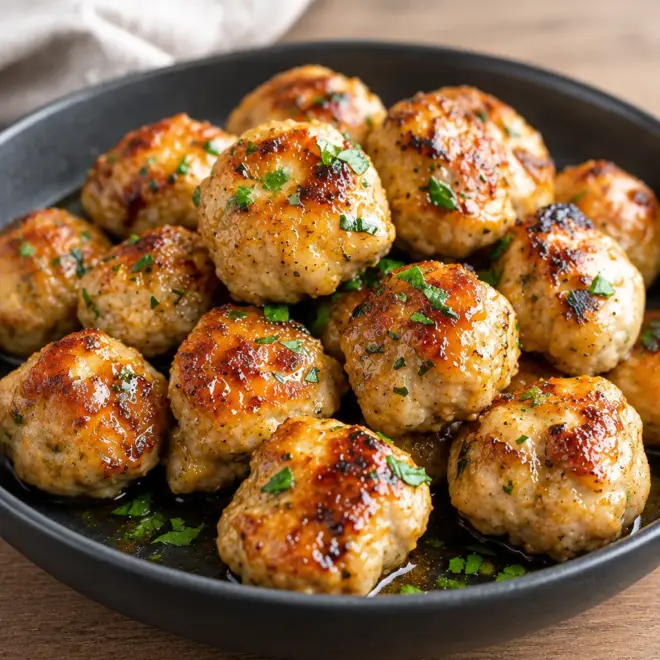 Boulettes de poulet glacées faciles à la poêle