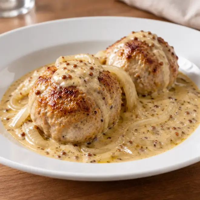 Boulettes de veau recette à la moutarde crémeuse