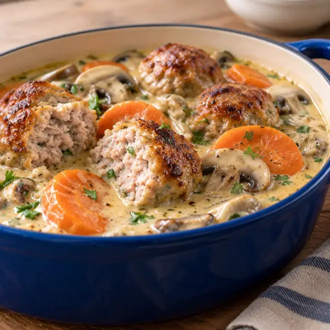Boulettes de viande recette crémeuse aux champignons