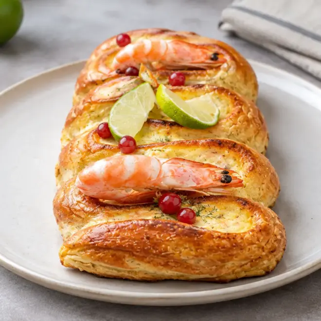 Brioche tressée aux crevettes facile et dorée