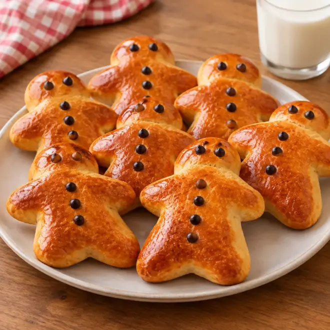 Brioches bonhommes de Noël, moelleuses et dorées