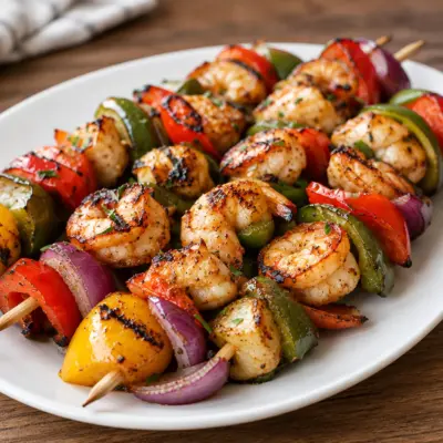 Brochettes poulet crevettes épicées faciles