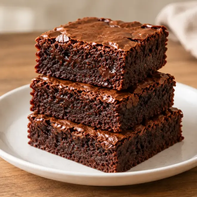 Brownies au chocolat, fondants et nappés de ganache