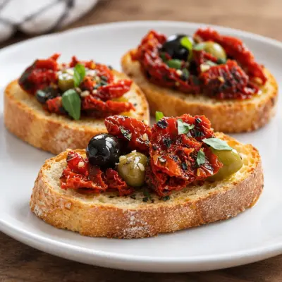 Bruschetta tomates séchées et olives facile