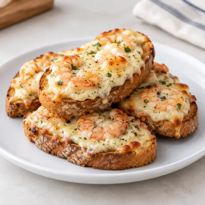 Bruschettas aux crevettes faciles et fondantes