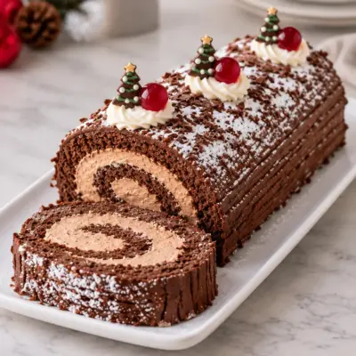 Bûche de Noël au chocolat facile et fondante