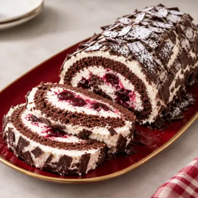 Bûche de Noël au chocolat et aux cerises facile