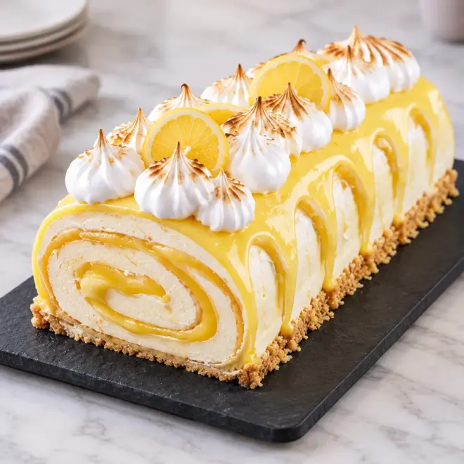 Bûche roulée au citron meringuée facile