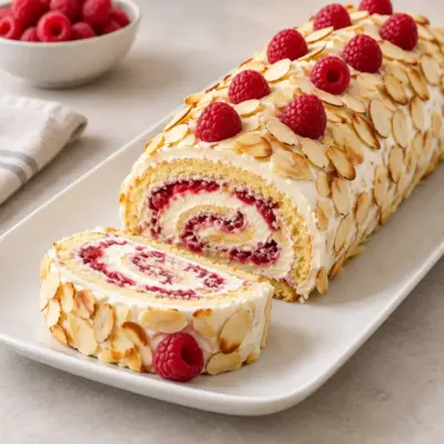 Bûche roulée au mascarpone et framboises facile