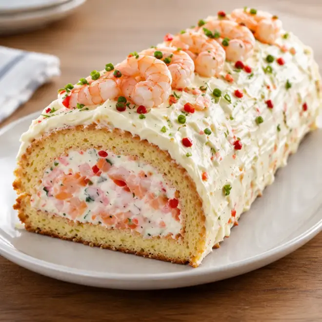 Bûche salée recette aux crevettes et saumon