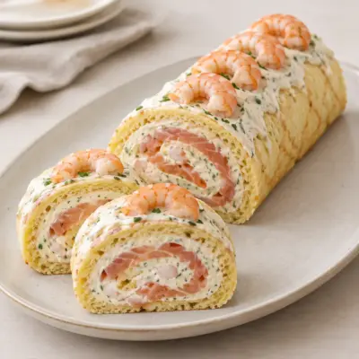Bûche salée recette au saumon, crabe et gambas