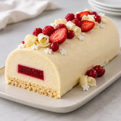 Bûche vanille chocolat blanc, recette fruitée